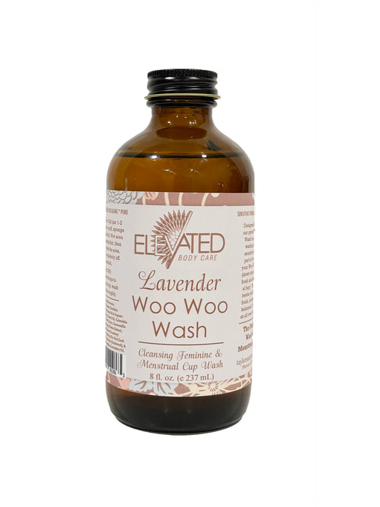 Natural Feminine Wash For Women - Woo Woo Wash Gentle Herbal Infused Intimate Care - Daily or Postpartum - Plant Based Vegan Vaginal Wash in Glass Bottle (Lavender, No Pump)
