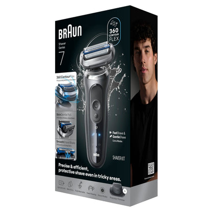 Braun Electric Shaver for Men, Series 7 7120s, Wet & Dry Shave, Turbo & Gentle Shaving Modes, Waterproof Foil Shaver, with Precision Trimmer, Space Grey