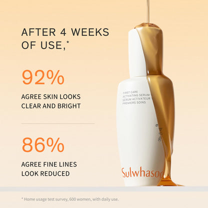 Sulwhasoo First Care Activating Serum – Targets Visible Fine Lines, Dryness & Dullness | Preventative Anti-Aging Serum with 500-Hour Aged Ginseng, Korean Herb Extract & Vitamin C | Korean Skincare