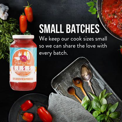 San Marzano Tomato Pasta Sauce by Frik & Frak, 6-Pack, No Sugar Added, No Preservatives, Gluten Free, 36 Month Shelf Life, Artisan Small Batch Crafted Pasta Sauces, K.I.S.S. Sauce, 24 Oz Jars