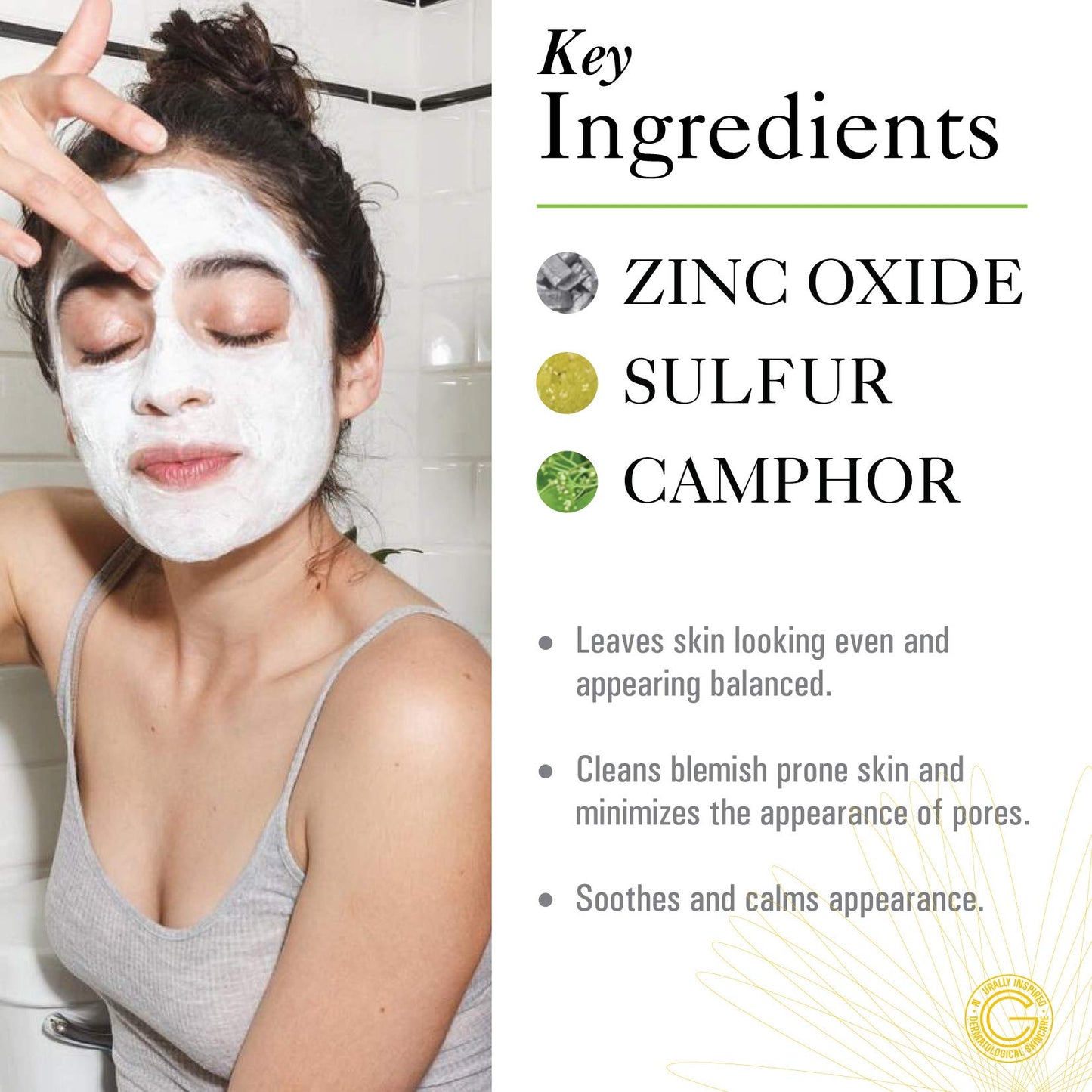 GOLDFADEN MD Facial Detox Mask Clarifying Face Mask w/Zinc Oxide, Sulfur, Salicylic Acid & Grapefruit Purifying Deep Clean Minimizes the Appearance of Redness, Blackheads & Pores .5 fl oz