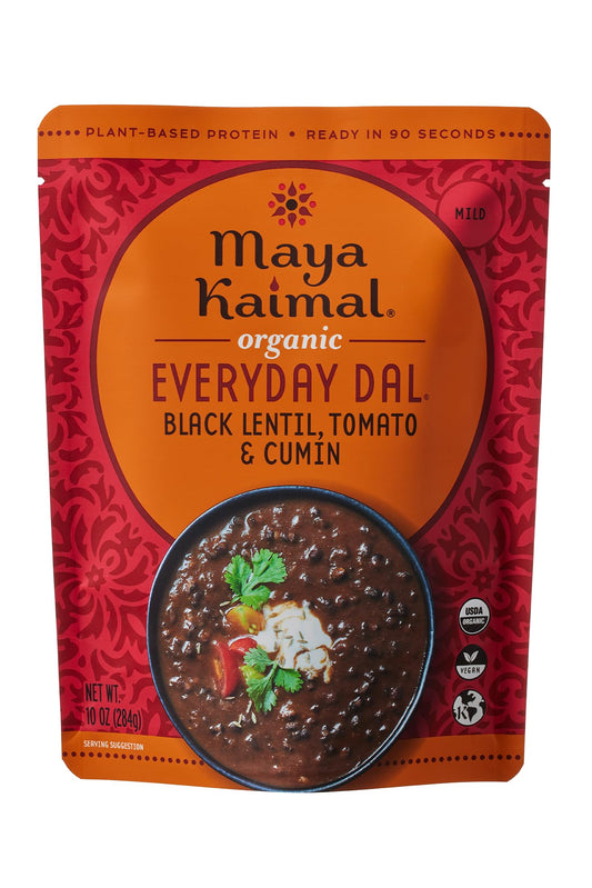 Maya Kaimal Foods - Organic Indian Everyday Dal - Black Lentil 10oz - Fully Cooked with Tomato and Cumin - Vegan - Microwavable - Ready to Eat Meals - Pack of 1
