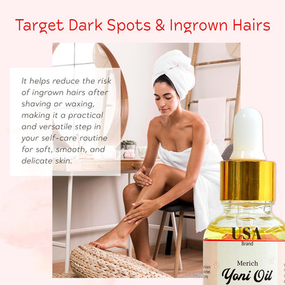 MERICH Natural Yoni Oil for Women | pH Balancing Vaginal Detox Oil, Vanilla & Mango | Rejuvenating Formula for Dark Spots & Ingrown Hair | Odor Eliminator & Gentle Cleansing Feminine Care | 1 oz