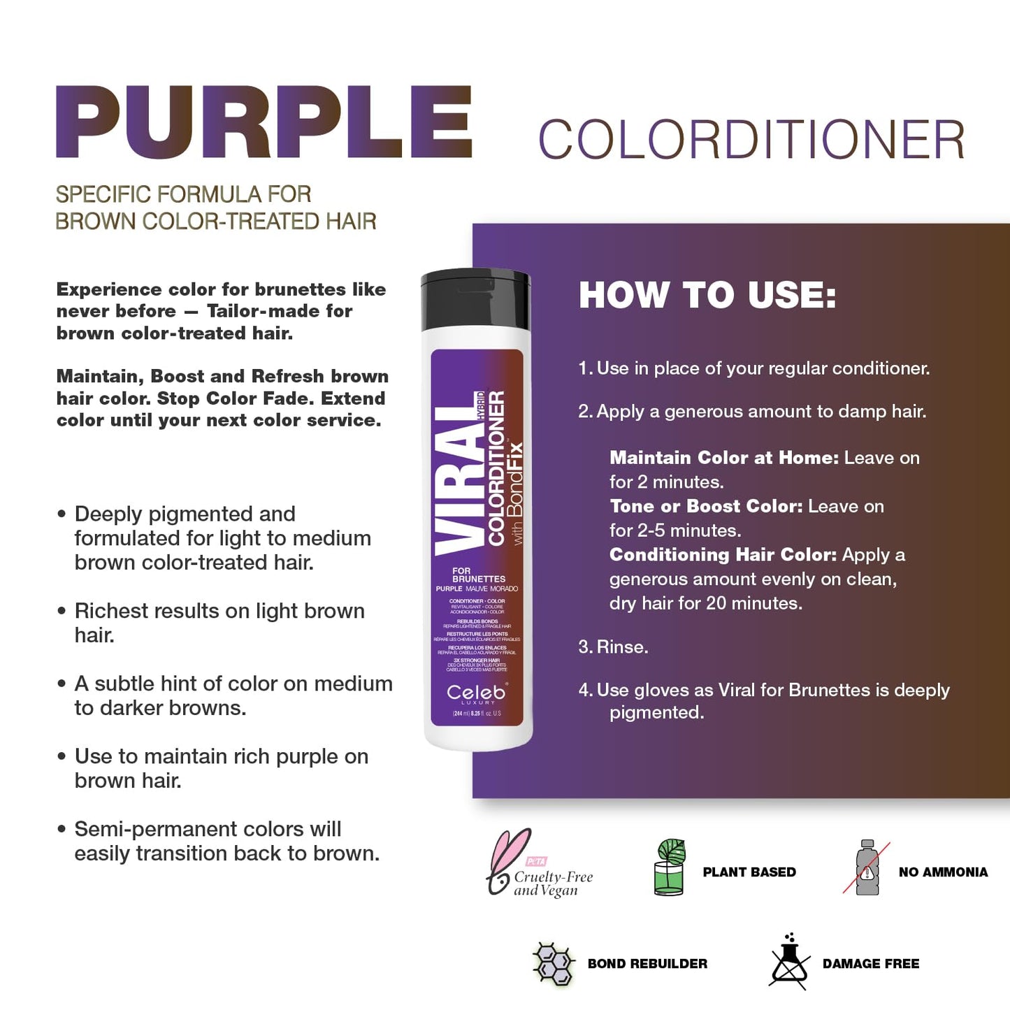 Celeb Luxury Color Depositing Conditioner - Color Refresher with Bondfix Bond Rebuilder, Viral and Gem Lites, Pairs with Colorwash