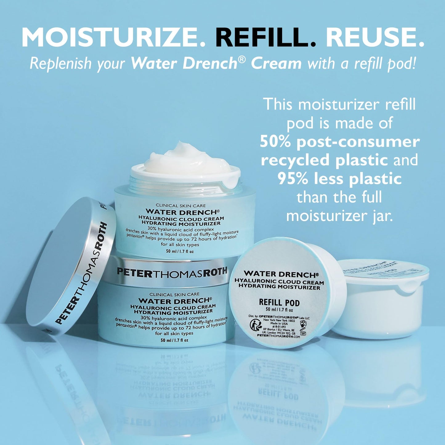 Peter Thomas Roth | Water Drench® Hyaluronic Cloud Cream | Hydrating Moisturizer for Face, Up to 72 Hours of Hydration for More Youthful-Looking Skin, Fragrance Free