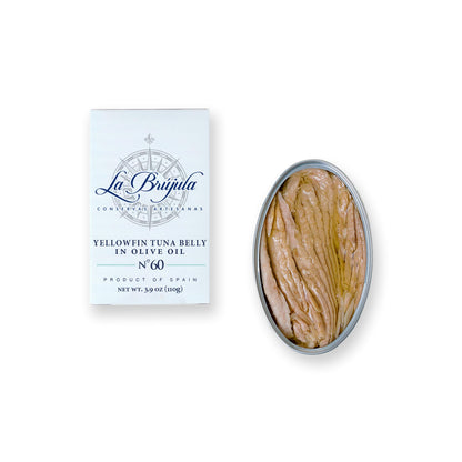 La Brújula Premium Spanish Seafood Sampler – 4 Pack – Includes Sardines, Yellowfin Tuna Belly, Mackerel Fillets, and Mackerel with Lemon | Gourmet Canned Fish | Conservas from Galicia | Product of Spain