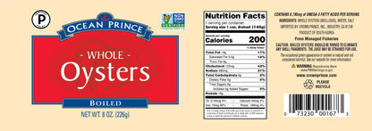 Ocean Prince Boiled Oysters, 8-Ounce Cans (Pack of 12)