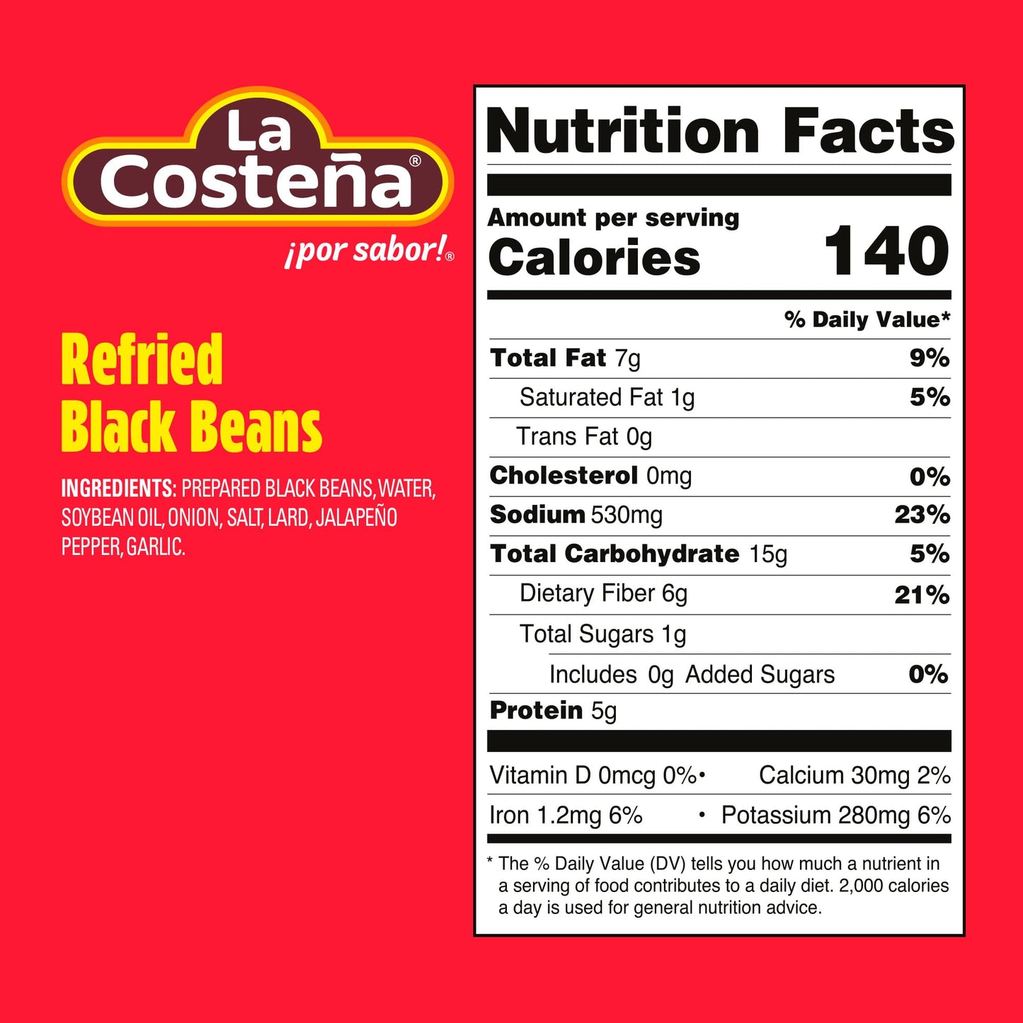 La Costeña Refried Black Beans - Ready-to-Eat Canned Refried Beans for Mexican Food, Mexican Rice, Nacho Bean Dip, Bean Burrito, Burger, Carne Asada, Fajita & Taco Seasoning - 20.5oz, 6 Pack Cans