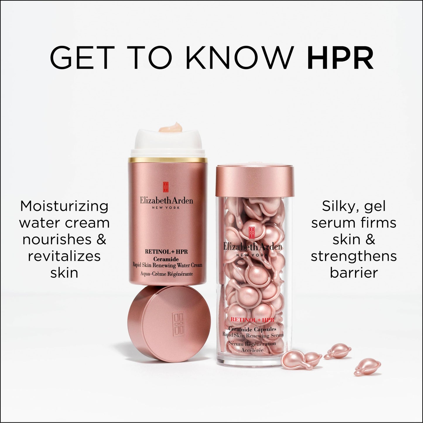 Elizabeth Arden Retinol + HPR Ceramide Rapid Skin Renewing Water Cream Face Moisturizer, Anti-Aging Wrinkle Treatment, Niacinamide, Hyaluronic Acid, Ceramides & Peptides, 1.7 fl oz