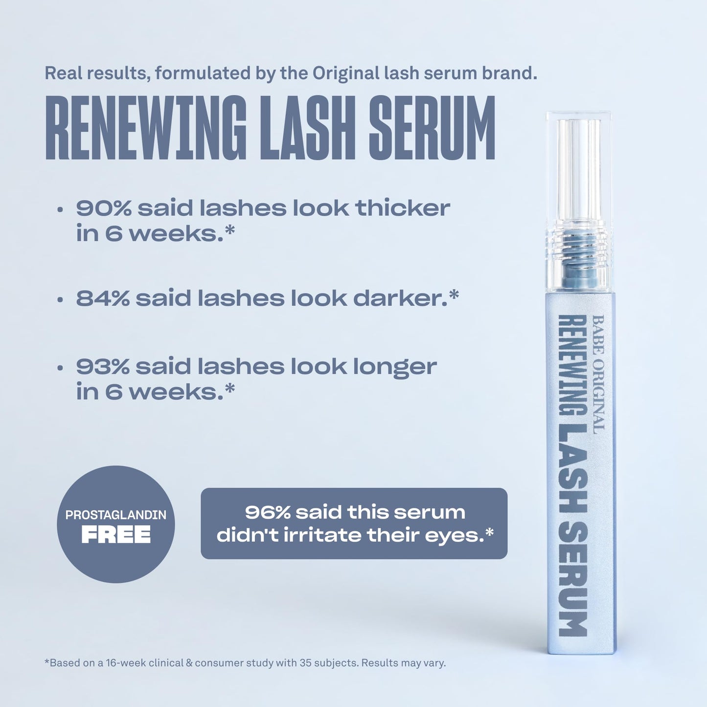 BABE ORIGINAL Renewing Lash Serum – Prostaglandin-Free, Peptide-Infused Gentle Lash Serum for Fuller, Longer-Looking Lashes, Lash Enhancing Treatment with Nourishing Botanicals, Vegan & Cruelty-Free