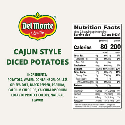 Del Monte Cajun Style Diced Potatoes, 14.5 oz. Cans, Pack of 12