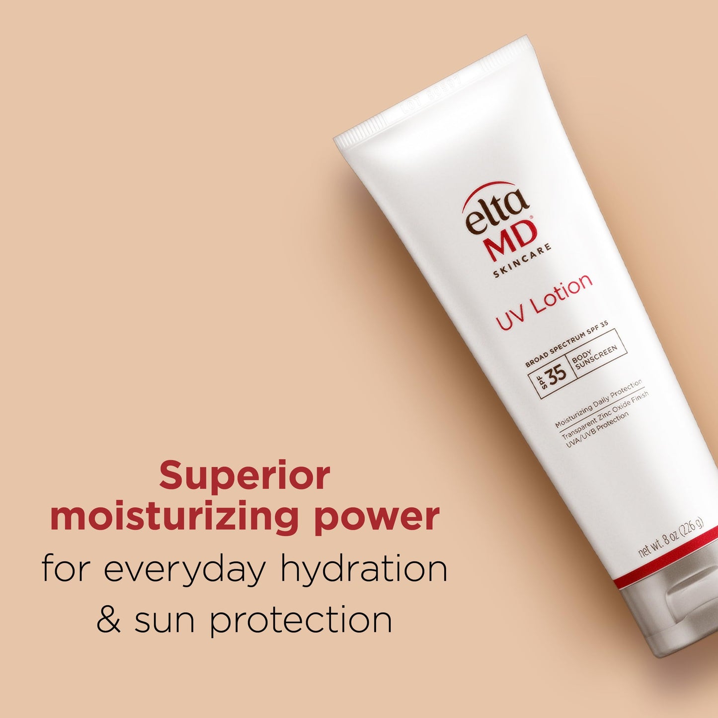 EltaMD UV Lotion Body Sunscreen, SPF 30+ Sunscreen, Body Lotion with SPF Made with Zinc Oxide and Hyaluronic Acid, 8.0 oz Pump