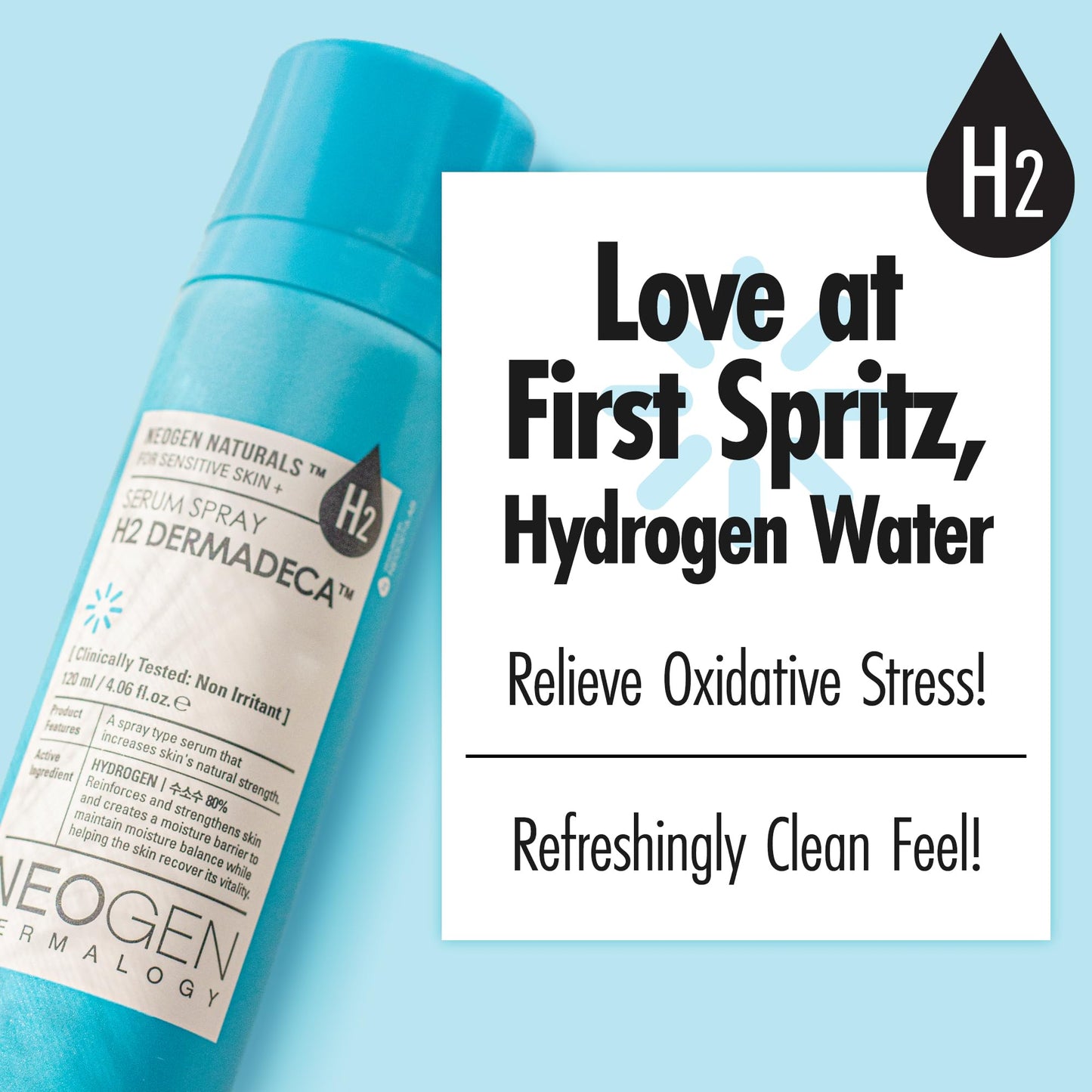 Neogen H2 Dermadeca Serum Facial Spray | 80% Hydrogen-Water Face Mist Hydrating Serum w/Niacinamide Vitamin C & Centella 4.06 fl oz