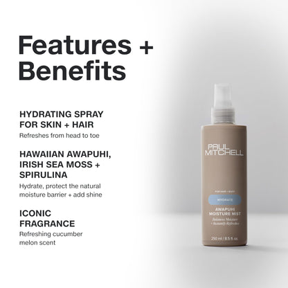 Paul Mitchell Awapuhi Moisture Mist, Hydrating Spray For Hair + Skin, Instantly Refreshes