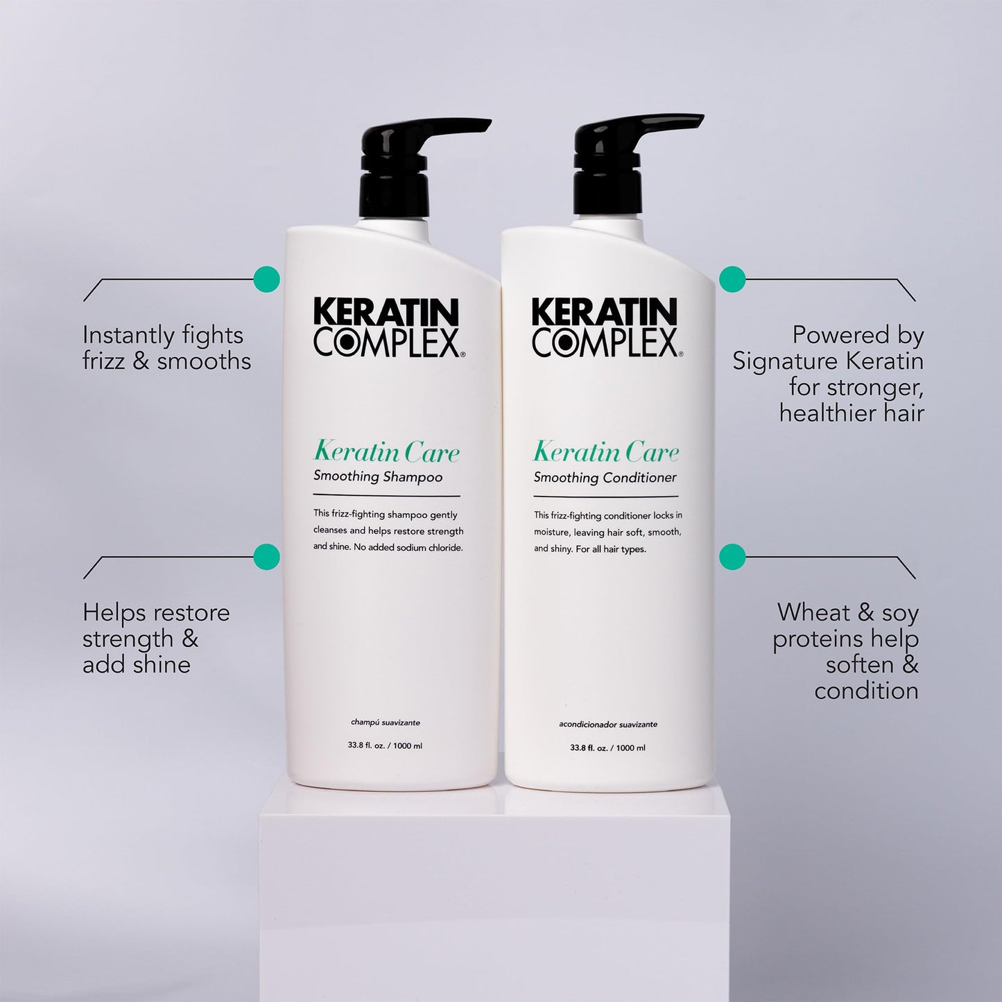 Keratin Complex - Keratin Care Smoothing Shampoo & Conditioner Duo - 33.8 fl oz Each