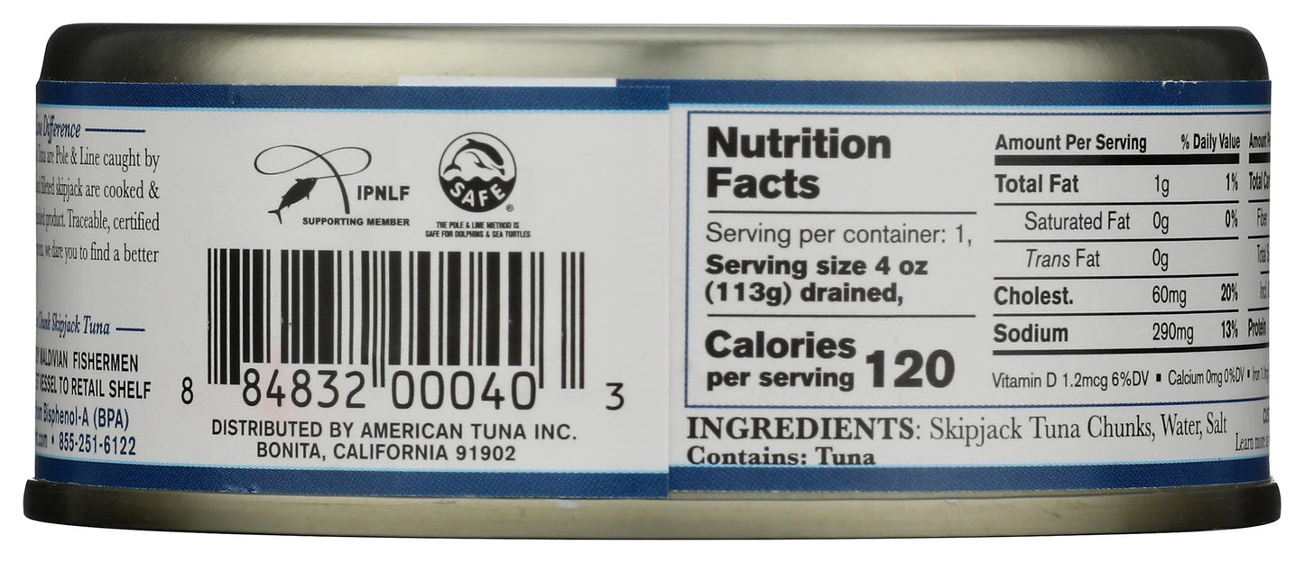 POLE AND LINE Skipjack Tuna in Water, 5 OZ