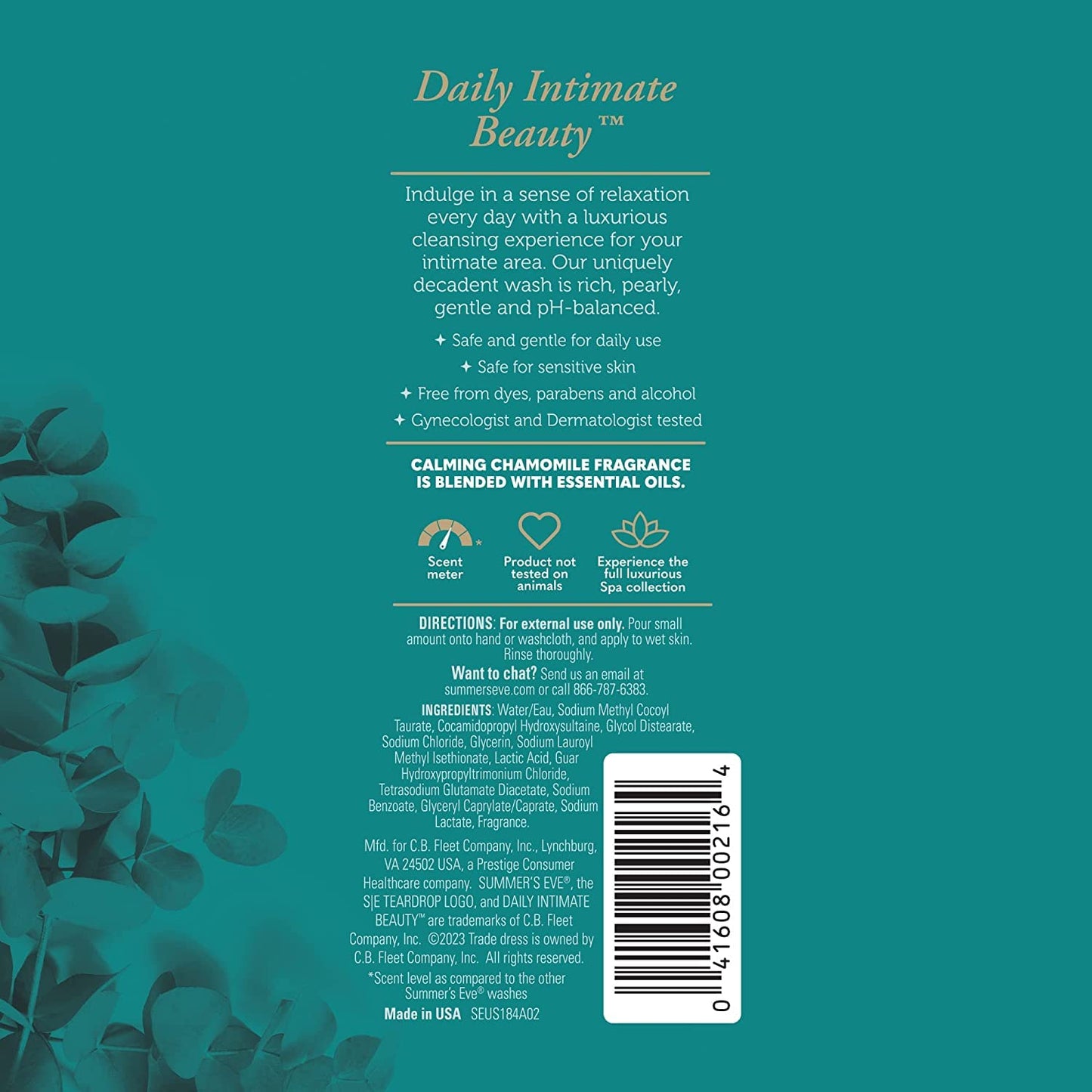 Summer's Eve Spa Daily Intimate Wash, Luxurious Cleansing Feminine Wash, Calming Chamomile pH-Balanced Wash, 12 Fl Oz Bottle (Pack of 3)