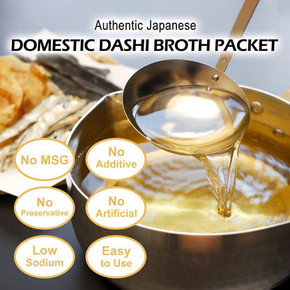TALCUFON Dashi Stock (Dashi Broth, Dashi Packet), Umami Dashi Soup Stock, Use 6 Carefully Selected Natural Ingredients, Made in Japan, 8g×15 packets