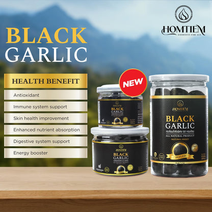 Homtiem Black Garlic 8.82oz(250g), Whole Peeled Black Garlic, Natural organic sause whole cloves fermenter for 90 Days aged, Super Foods, Non-GMOs, Non-Additives, High in Antioxidants, Ready to Eat for Healthy Snack