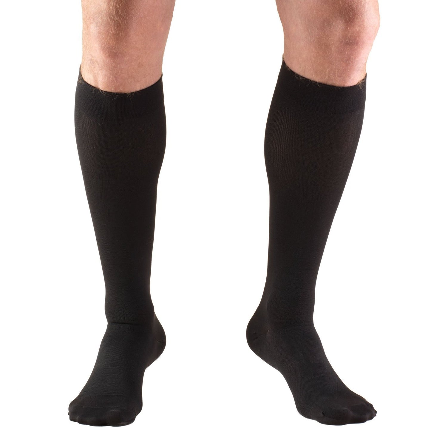 Truform 15-20 mmHg Compression Stockings for Men and Women, Knee High Length, Closed Toe, Black, Large