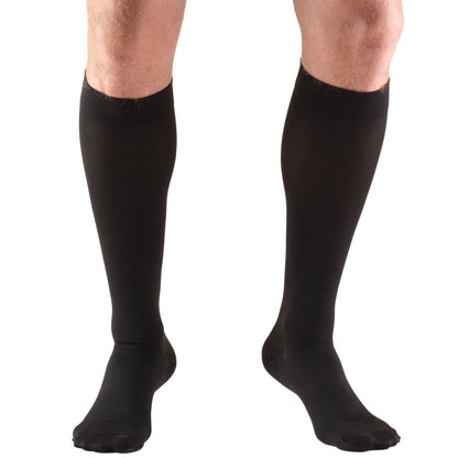 Truform 15-20 mmHg Compression Stockings for Men and Women, Knee High Length, Closed Toe, Black, Large