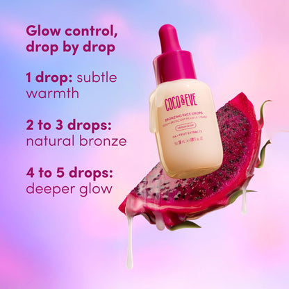 Coco & Eve Sunny Honey Bronzing Face Tanning Drops (Medium Glow) for Natural Self Tanning Hydrating Hyaluronic Acid. Gradual Face Tanning Serum. Indoor Sunless Moisturizing Self Tanner (1 fl oz)