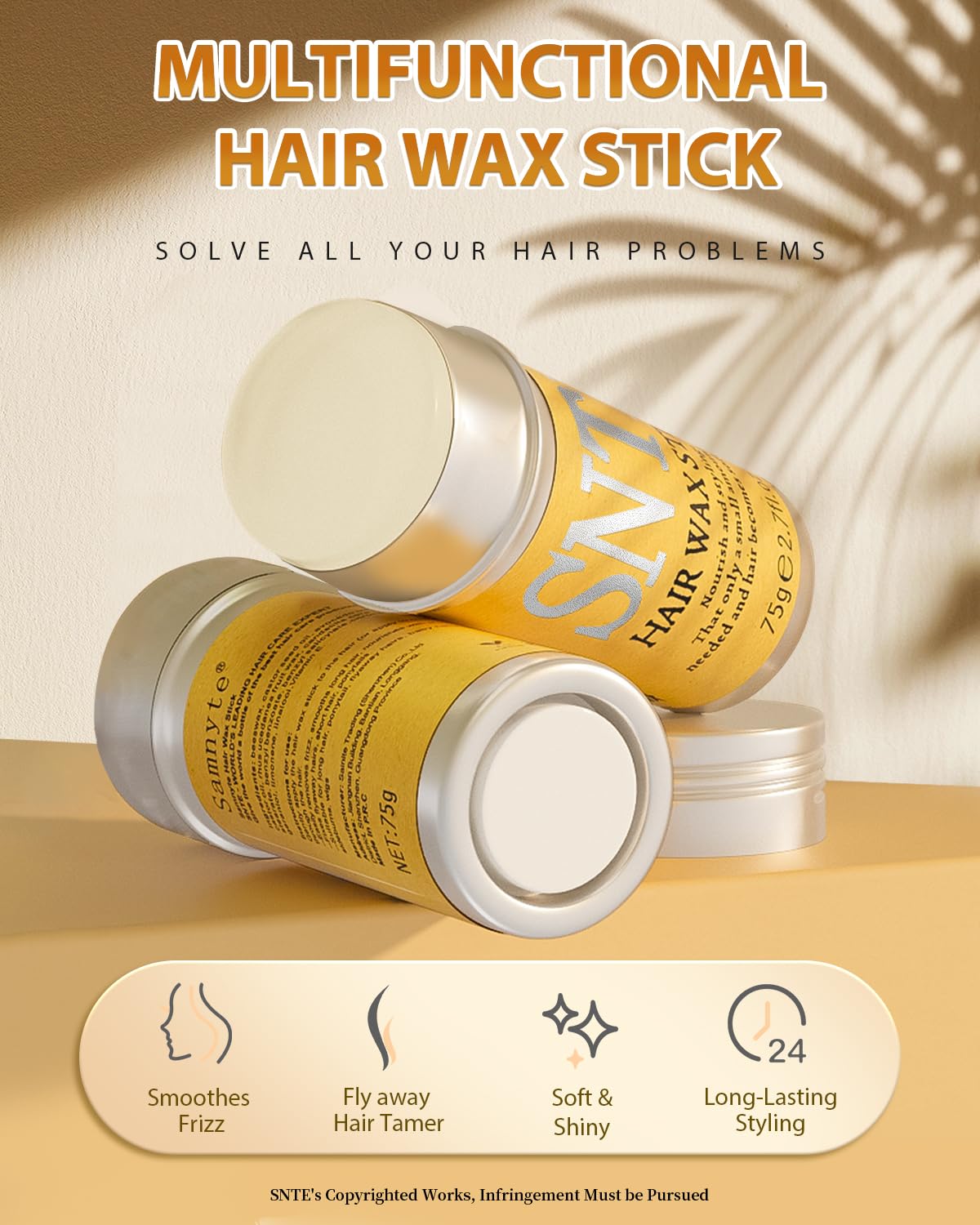 Samnyte Hair Wax Stick, Gel Tamer for Flyaways, Nourishing Slick Stick Pomade for Women & Kids, Slick Back & Styling Cream, Hair Styling Accessories for Teen Girls Gifts, 2.7 Fl Oz | Nourishing, for Women & Kids, Gel Tamer, for Flyaways, Bun Maker...