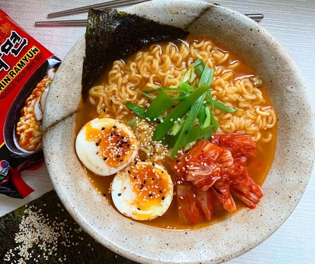 Authentic Asian Pantry Spicy Ramen Noodles 4 Pack + FREE Four Elephants Rice Vermicelli | Korean Ramen Soup + Thin Rice Noodles | Easy Meal Kit, Non-GMO, Gluten-Free