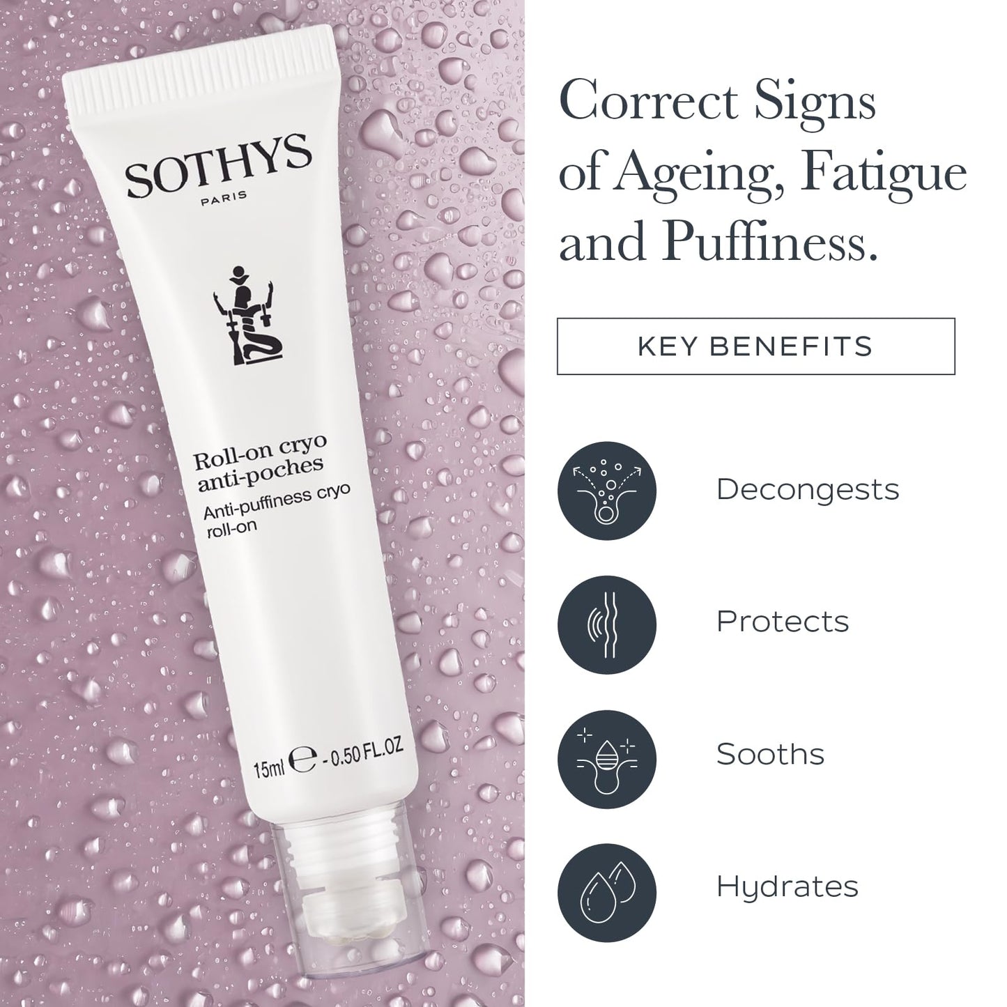 SOTHYS Anti-Puffiness Cryo Roll-On| Eye Roller Gel for Dark Circles, Puffy Eyes | Firming Undereye Care for Women