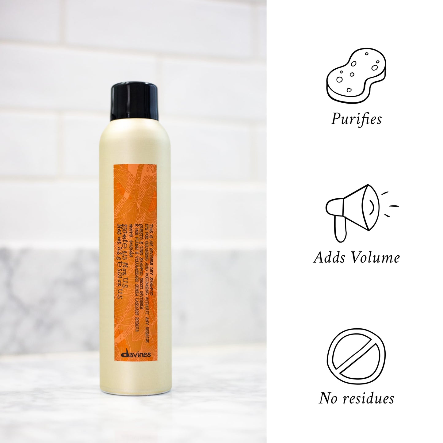 Davines This Is An Invisible Dry Shampoo, Residue-Free Cleansing And Volumizing Formula, Absorbs Oil With A Soft And Natural Finish, Vanilla And Grapefruit Scented