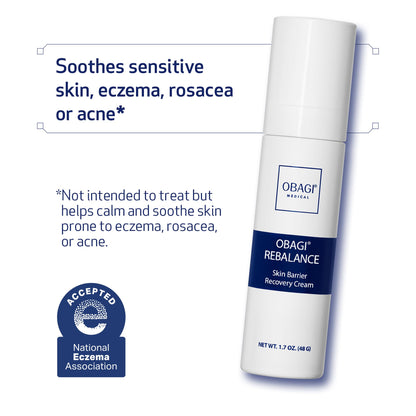 Obagi Rebalance Skin Barrier Recovery Cream – Soothing Probiotic Moisturizer Reduces Redness with Ceramides and Niacinamide – Suitable for Sensitive Skin with Eczema, Rosacea or Acne – 1.7 oz