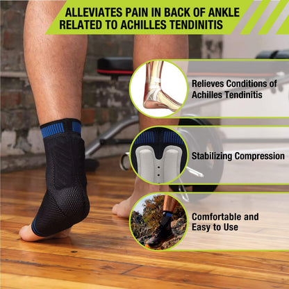 Pro-Tec Athletics Achilles Sleeve with Dual Gel Compression Strips, Achilles Tendon Support for Tendinitis Relief,