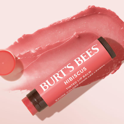 Burt's Bees Easter Basket Stuffers, Lip Tint Balm with Long Lasting 2 in 1 Duo Tinted Balm Formula, Color Infused with Hydrating Shea Butter for a Natural Looking Buildable Finish, Hibiscus (2-Pack)