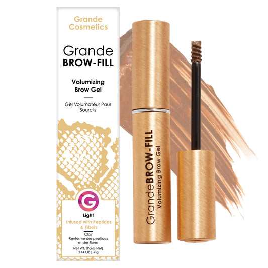 Grande Cosmetics GrandeBROW-FILL Volumizing Brow Gel, Tinted or Clear Eyebrow Mascara, Soft Flexible Hold, Water Resistant