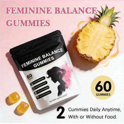 Premium Feminine Balance Gummies for Women | Hawaiian Pineapple Flavor, Daily pH Balance & Freshness Support | Vegan, Sugar-Free Gummies for Intimate Wellness, Flora & Immune Support | 60 Count