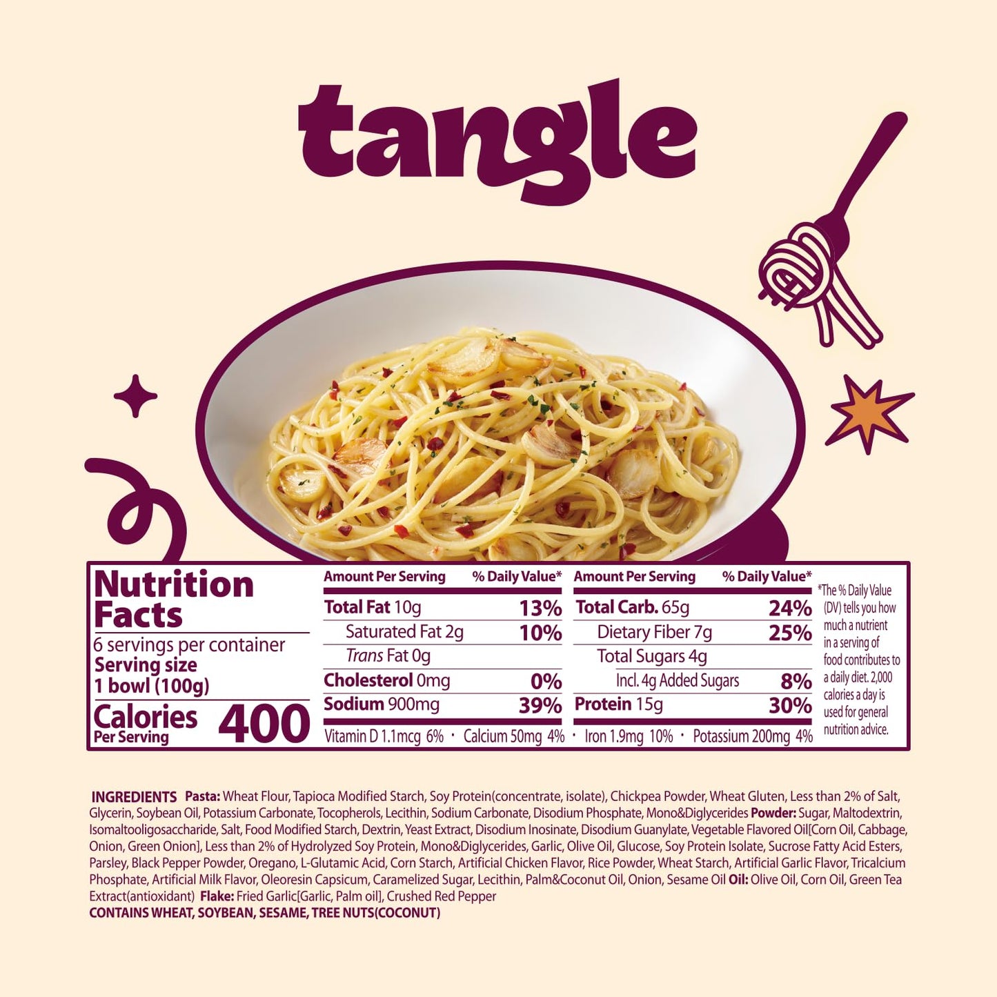 Samyang Tangle Garlic Oil Spaghetti Aromatic Roasted Garlic and Olive Oil Flavor Spicy Kick Air Dried Noodle Quick Microwave Meal 3.70 oz (Pack of 6)