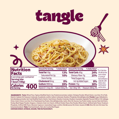 Samyang Tangle Garlic Oil Spaghetti Aromatic Roasted Garlic and Olive Oil Flavor Spicy Kick Air Dried Noodle Quick Microwave Meal 3.70 oz (Pack of 6)