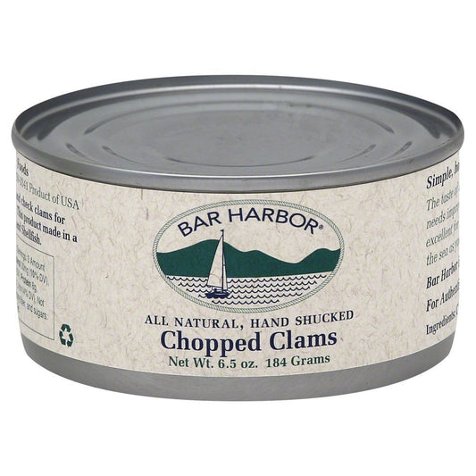 Bar Harbor Georges Bank Chopped Surf Clams, Sweet & Tender, 6.5 oz | Sustainably Sourced | No Artificial Preservatives or MSG