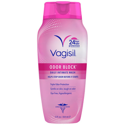 Summer's Eve Simply Sensitive Feminine Wipes, 32 Count (4 Pack) & Vagisil Feminine Wash, Odor Block, 12 oz (1 Pack)