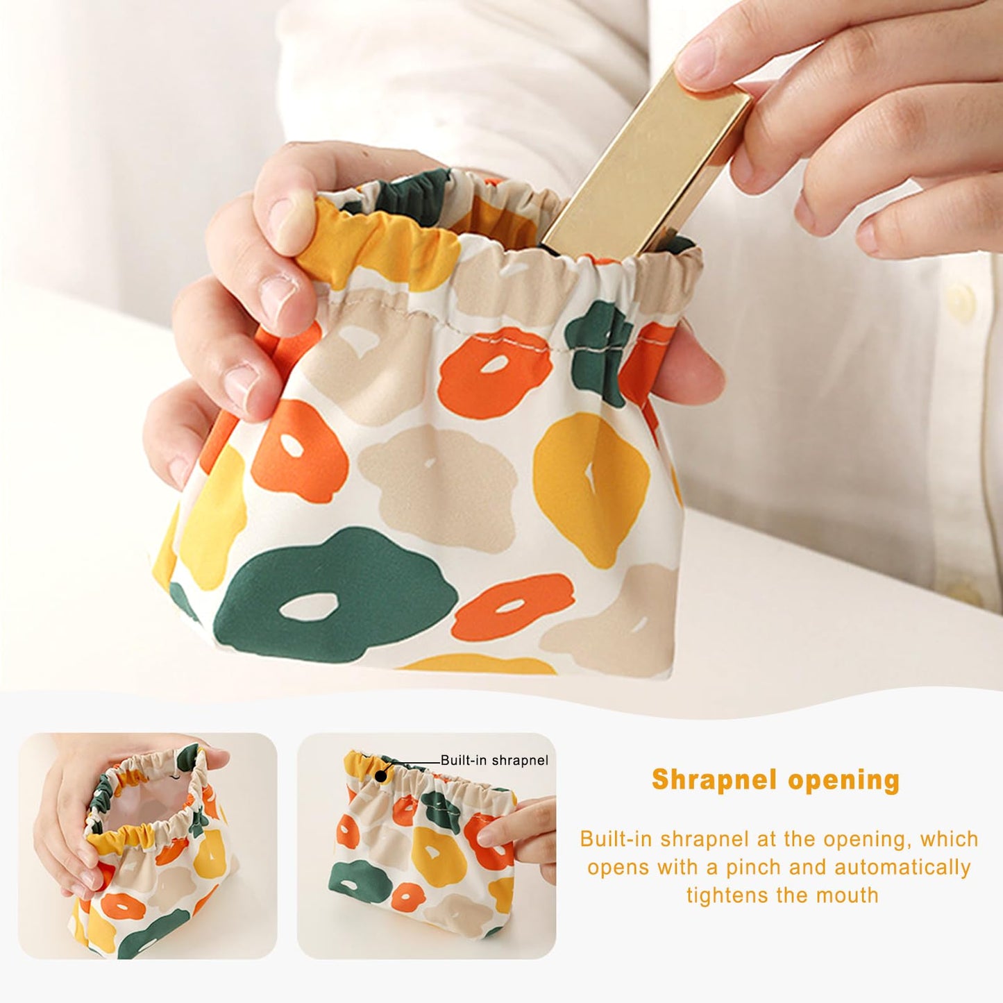 Sanitary Napkin Storage Bags,5 PCS Tampon Bag for Purse,One-Handed Opening with Built-In Popper, Waterproof Oxford, Hide Feminine Products Sanitary Napkins and Tampons, Lipstick, Tissue Paper
