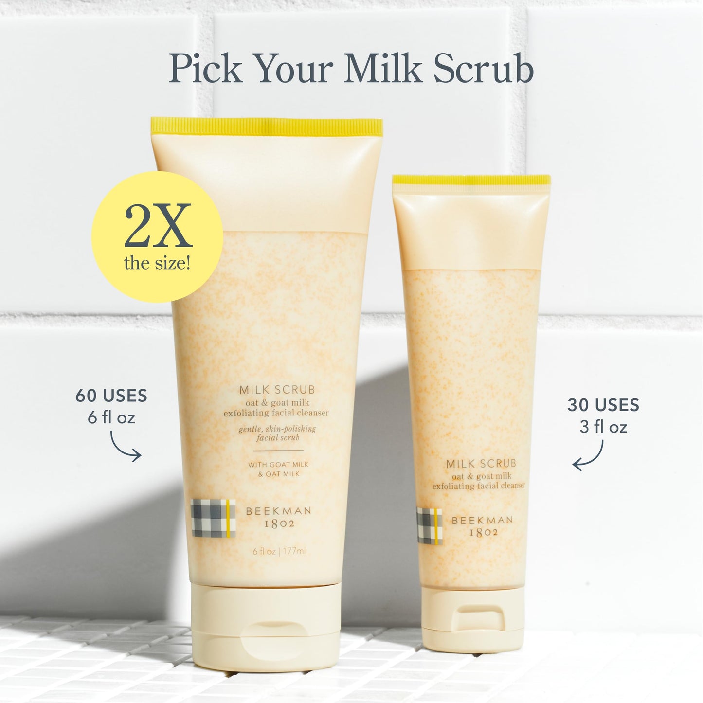 Beekman 1802 Oat & Goat Milk Exfoliating Face Wash & Facial Scrub – Gentle Pore Minimizing Exfoliating Cleanser with Jojoba Beads, Daily Face Wash for Sensitive Skin – Travel Size