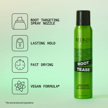 Redken Root Tease Backcombing Finishing Spray For All Hair Types - Matte Finish & Teased Volume Effect, Medium Control