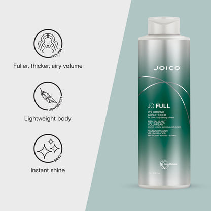 Joico JoiFULL Volumizing Conditioner | For Fine, Thin Hair | Add Instant Body | Long-Lasting Fullness | For Thicker Bouncier Hair | Boost Shine | With Lotus Flower & Bamboo Extract