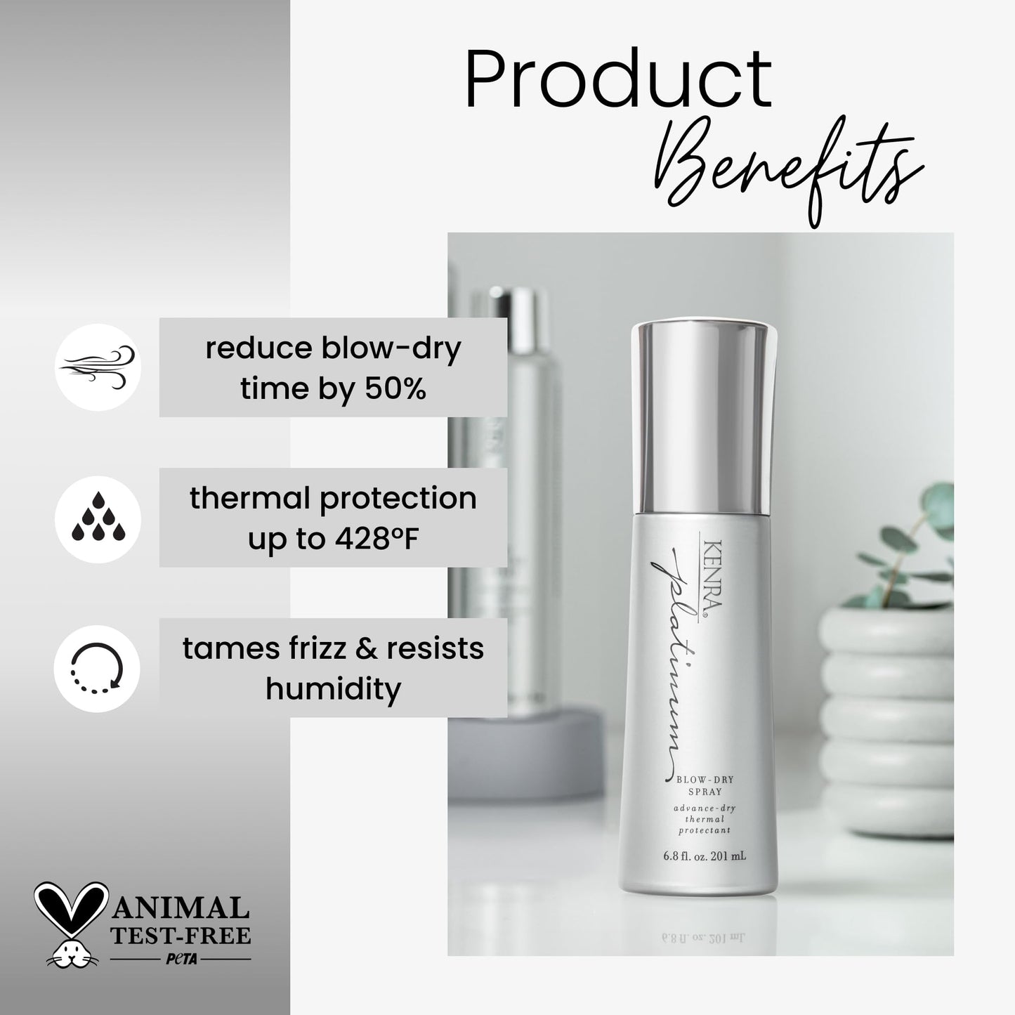 Platinum Blow-Dry Spray | Time-Saving Heat Protectant | Detangles, Smooths, and Softens | Eliminates Frizz & Resists Humidity | Medium To Coarse Hair
