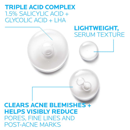 La Roche-Posay Effaclar 1.5% Salicylic Acid Serum, Acne Treatment For Face With Glycolic Acid & Niacinamide, Acne Serum Helps Clear Blackheads, Whiteheads, Pimples & Reduces Post Acne Marks
