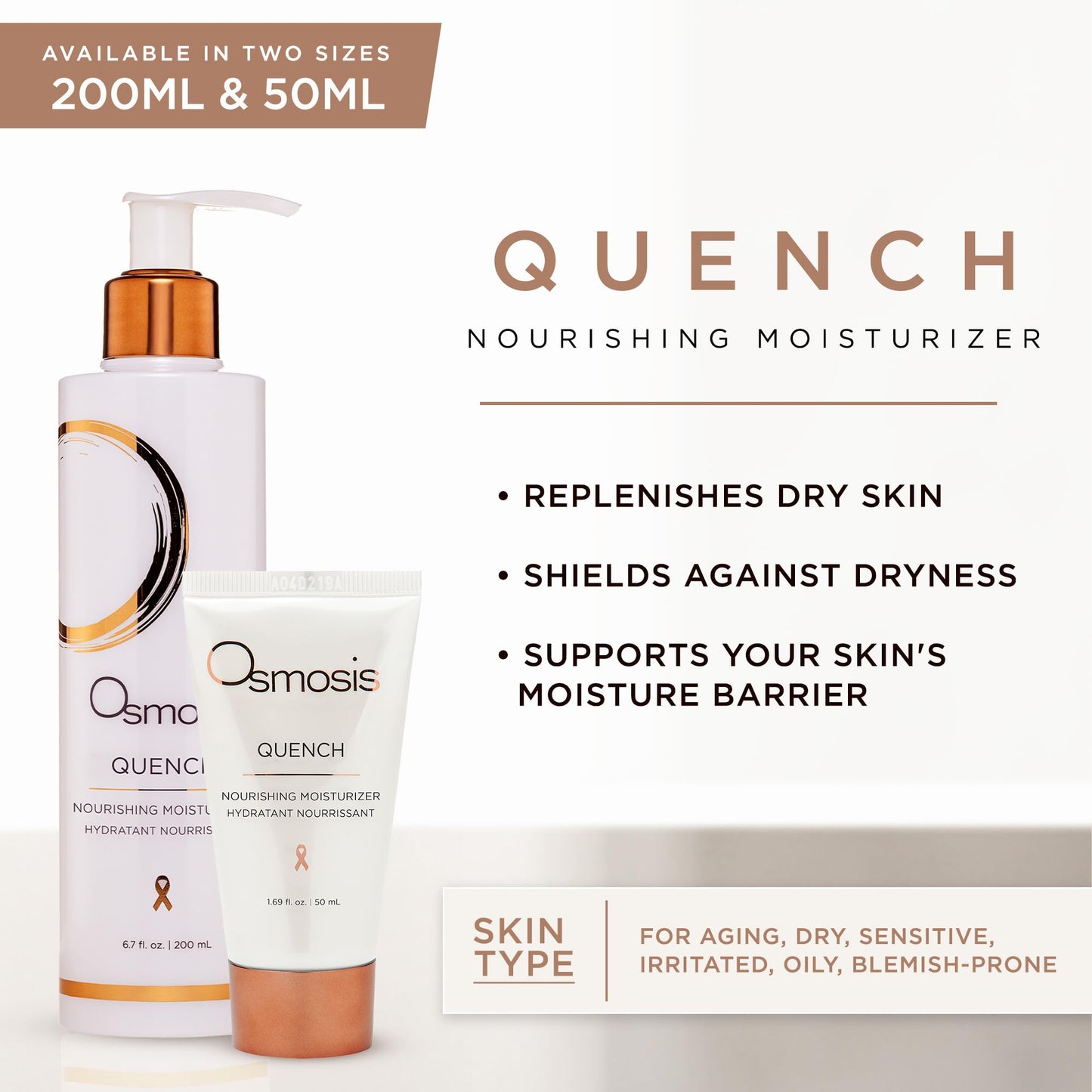 OSMOSIS QUENCH Daily Hydrating Facial Moisturizer Face Lotion with Jojoba Oil, Shea Butter, and Hyaluronic Acid, For Dry To Normal Skin