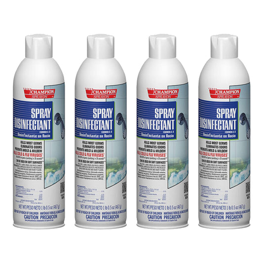 Champion Aerosol Disinfectant Original Scent. 4-16.5 oz. Net cans.