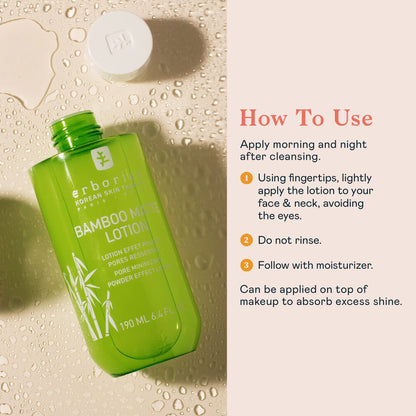 Erborian - Bamboo Pore Minimizing Lotion - Mattifying and Hydrating Bamboo Waterlock Complex - Reduce Excess Sebum - Korean Skincare Cleansing Toner for Normal to Oily Prone Skin - 6.4 Oz