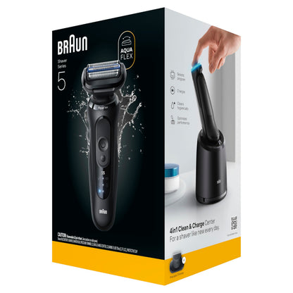 Braun Electric Razor for Men Series 5, Electric Shaver, Precision Trimmer, Extra Shaver Head, 4-in-1 Clean & Charge Center, S5 5165ps