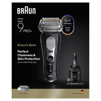 Braun Series 9 PRO+ Electric Shaver, Pro SensoAdapt, 6in1 SmartCare Center, Wet & Dry Razor, 9660CCPS, Black